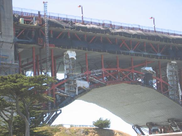 Golden Gate Bridge earthquake fitting